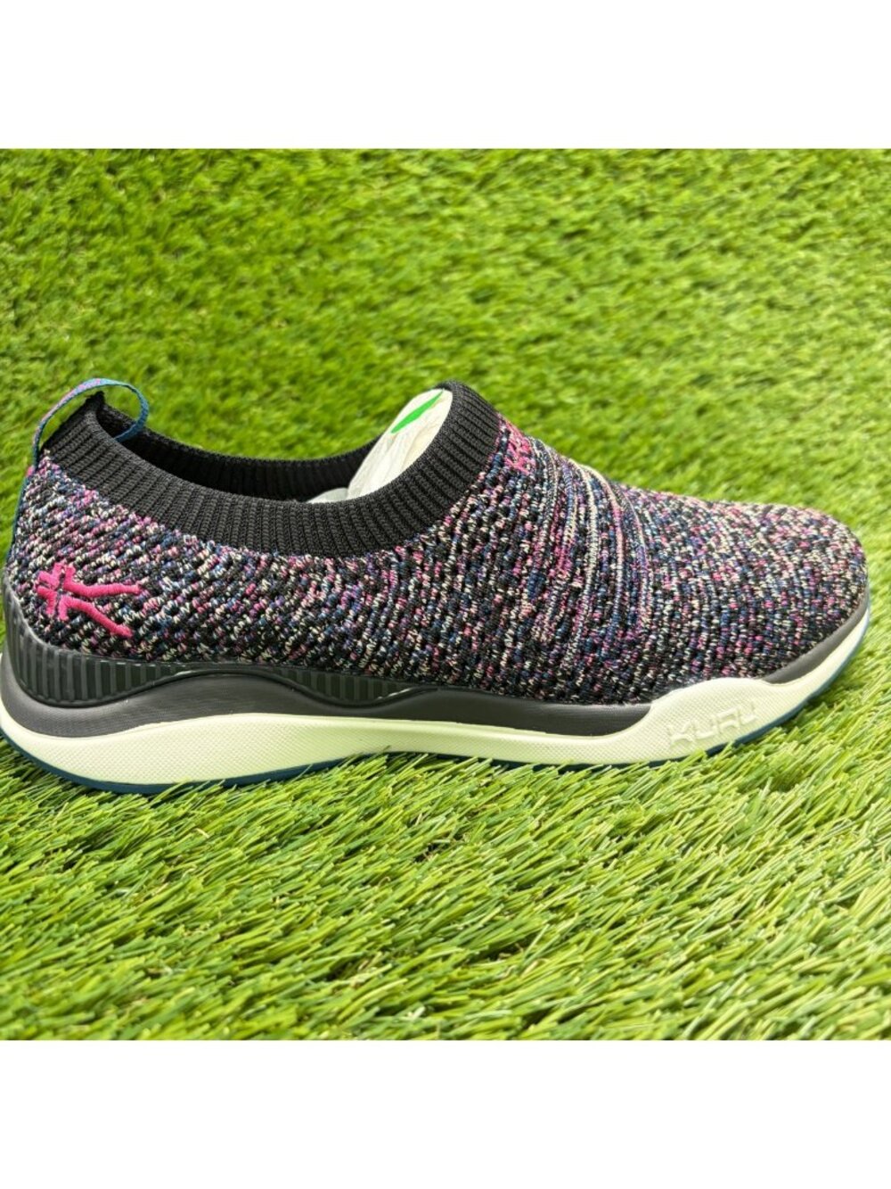 Kuru Stride Womens Size 7 Black Purple Athletic Walking Slip On Shoes Sneakers